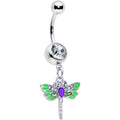 BodyCandy Green Clear Gem Bright Dragonfly Blue Dangle Belly Ring — main product shot