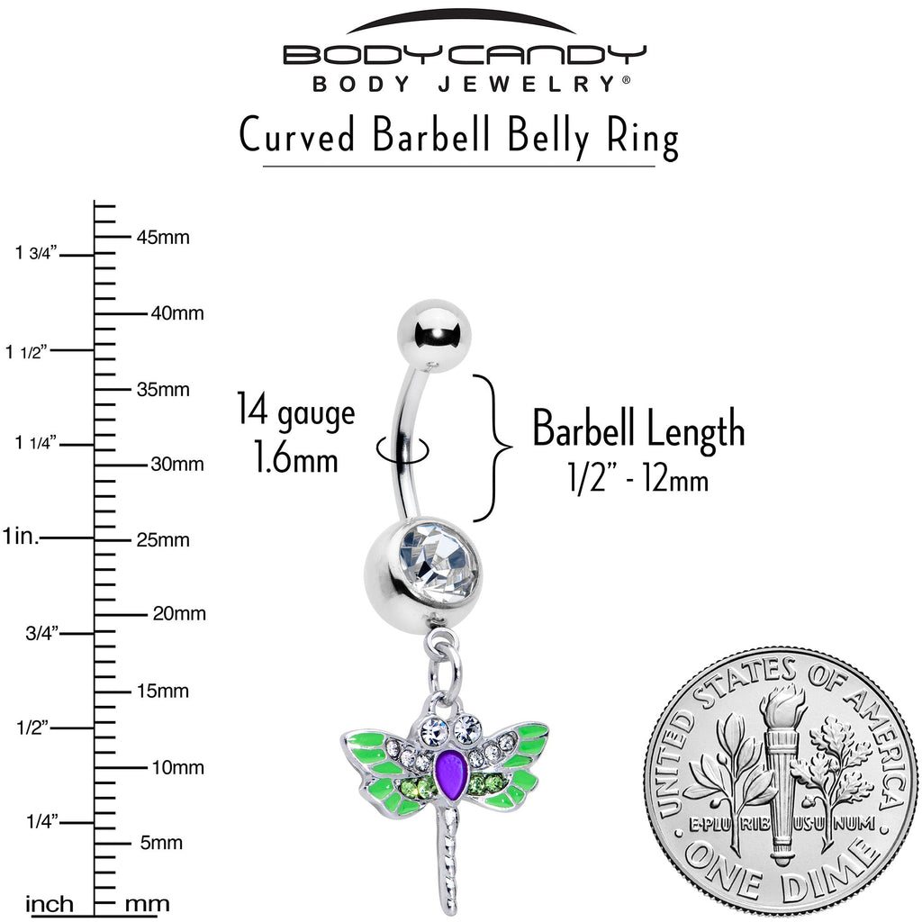 BodyCandy Green Clear Gem Bright Dragonfly Blue Dangle Belly Ring — alternative angle