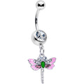 BodyCandy Pink Clear Gem Bright Dragonfly Pink Dangle Belly Ring — main product shot