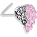 BodyCandy 20G 7mm Clear Gem Heavenly Heart Angel Wing Pink L Shape Nose Ring — main product shot