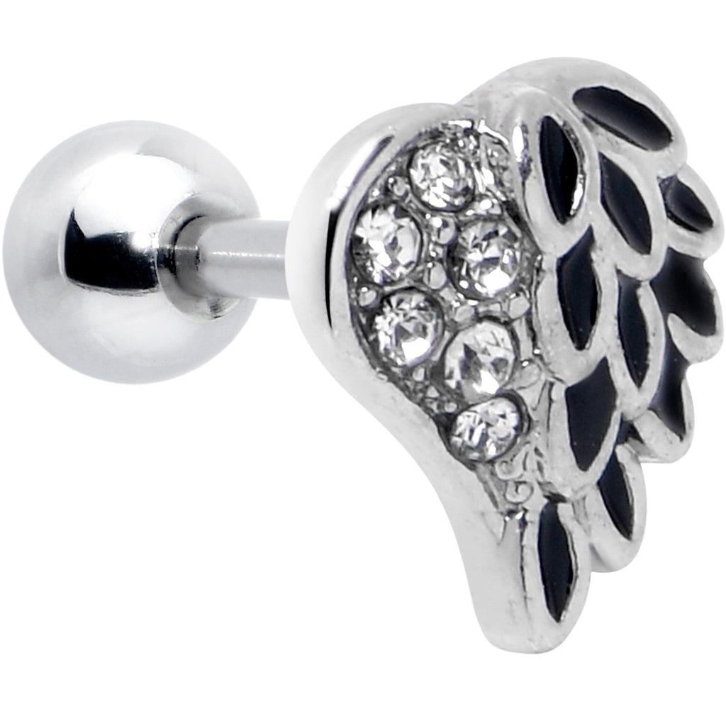 BodyCandy 16G 1/4 Clear Gem Heavenly Heart Angel Wing Black Cartilage Earring — main product shot