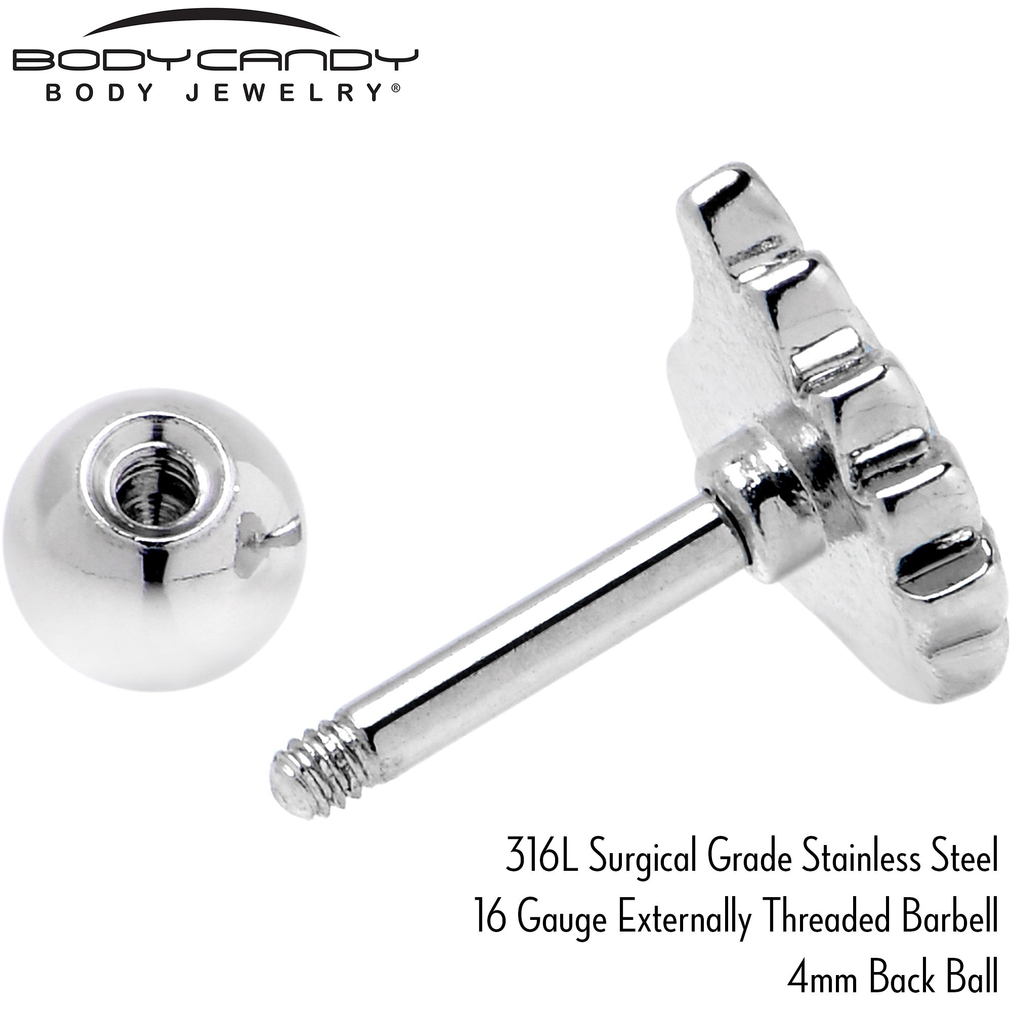 BodyCandy 16G 1/4 Clear Gem Heavenly Heart Angel Wing Black Cartilage Earring — alternative angle