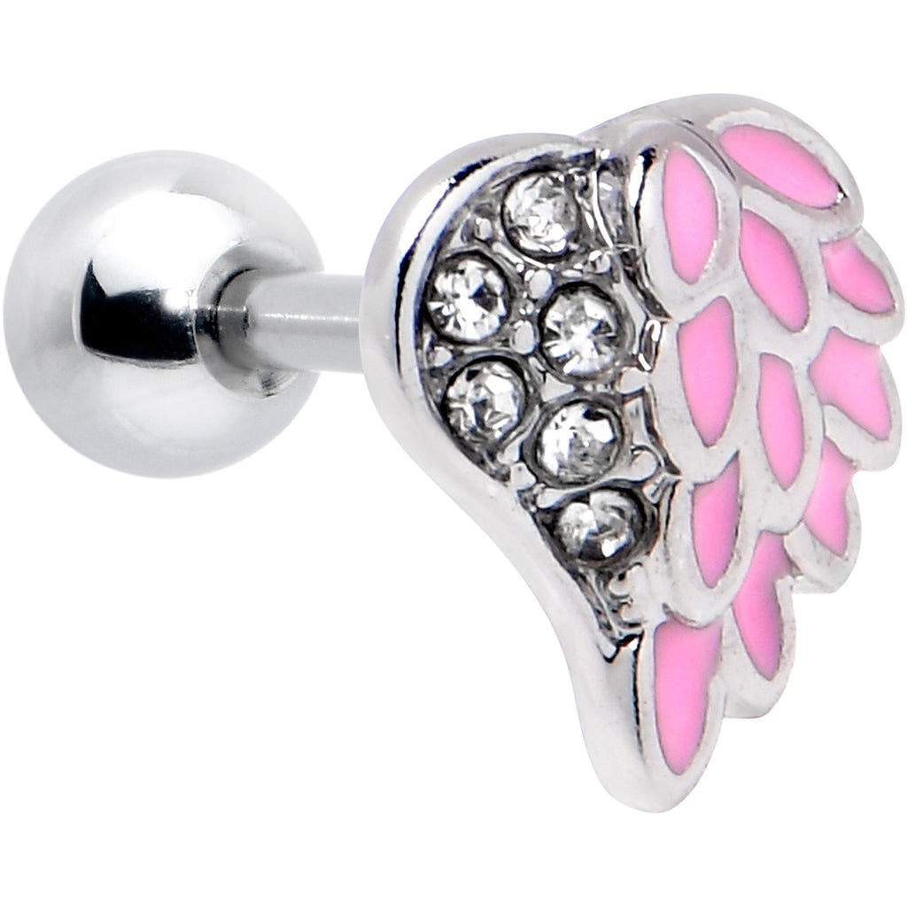 BodyCandy 16G 1/4 Clear Gem Heavenly Heart Angel Wing Pink Cartilage Earring — main product shot