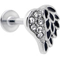 BodyCandy 16G 5/16 Clear Gem Heavenly Heart Angel Wing Black Labret Tragus — main product shot