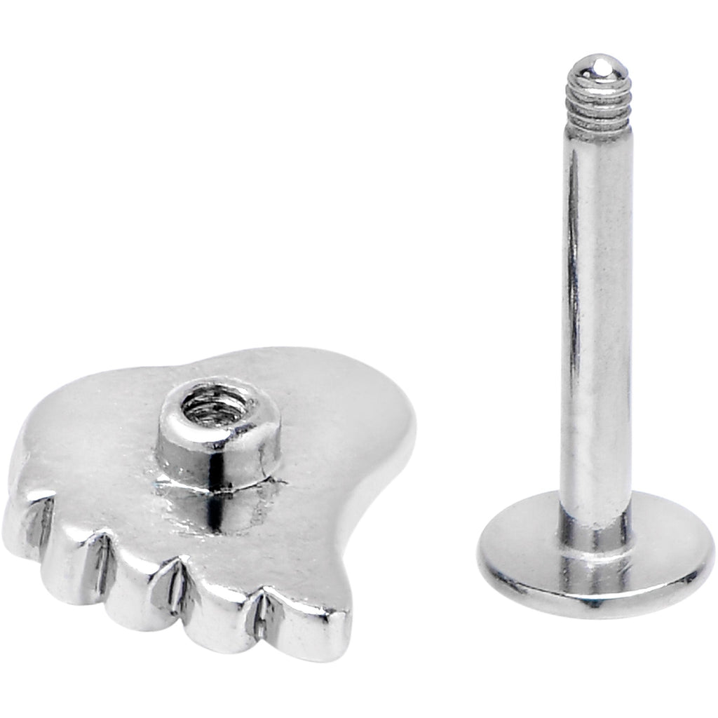BodyCandy 16G 5/16 Clear Gem Heavenly Heart Angel Wing Black Labret Tragus — side view