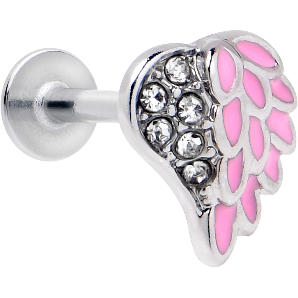 BodyCandy 16G 5/16 Clear Gem Heavenly Heart Angel Wing Pink Labret Tragus — main product shot