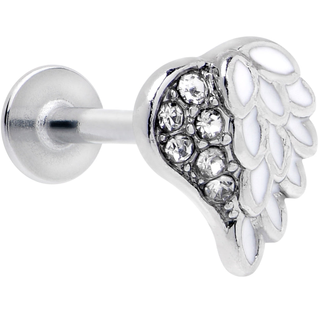 BodyCandy 16G 5/16 Clear Gem Heavenly Heart Angel Wing White Labret Tragus — main product shot