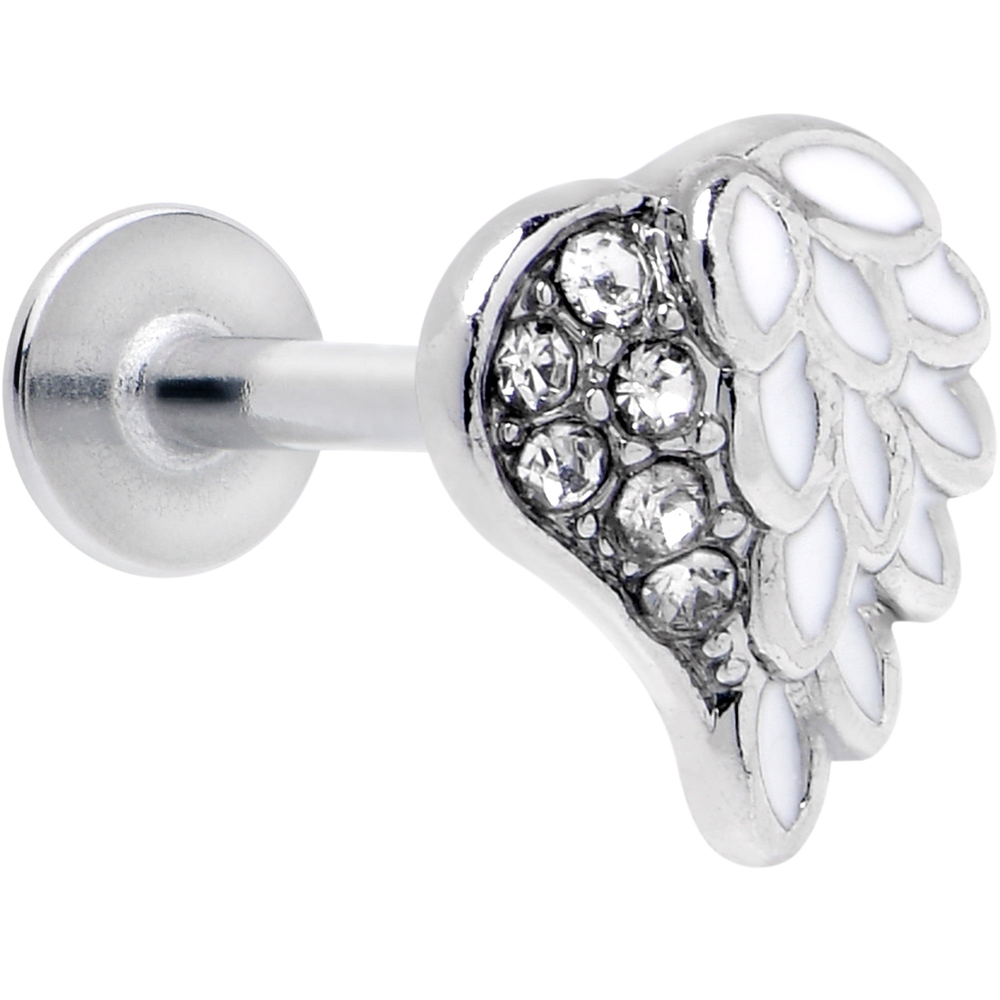 BodyCandy 16G 5/16 Clear Gem Heavenly Heart Angel Wing White Labret Tragus — main product shot