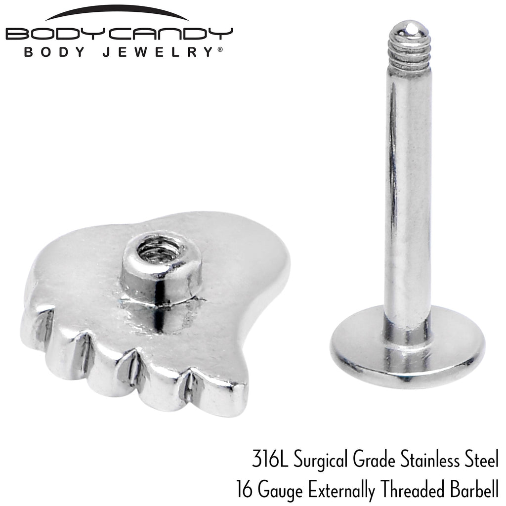 BodyCandy 16G 5/16 Clear Gem Heavenly Heart Angel Wing White Labret Tragus — alternative angle