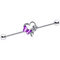 BodyCandy 14G Clear Gem Butterfly Rose Flower Purple Industrial Barbell 38mm — main product shot