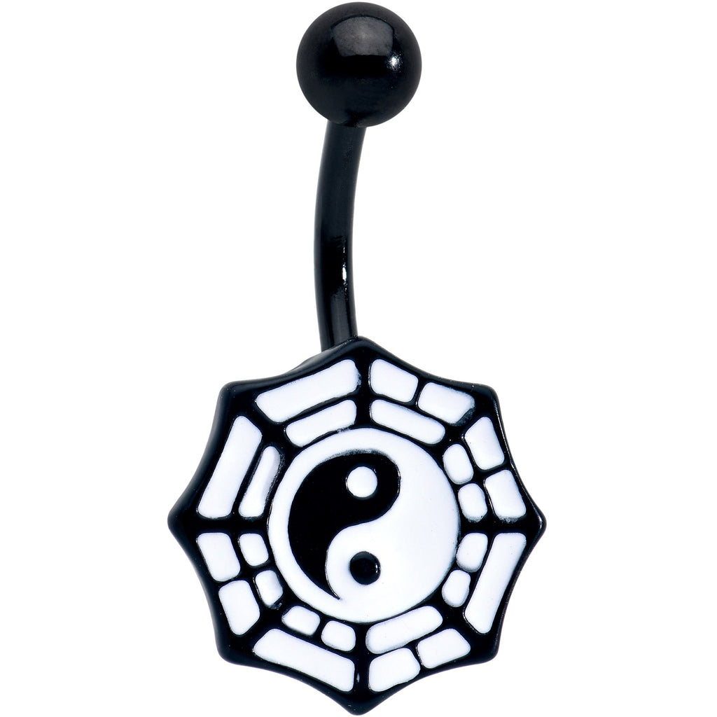 BodyCandy Spider Web Black and White Yin Yang Belly Ring — main product shot