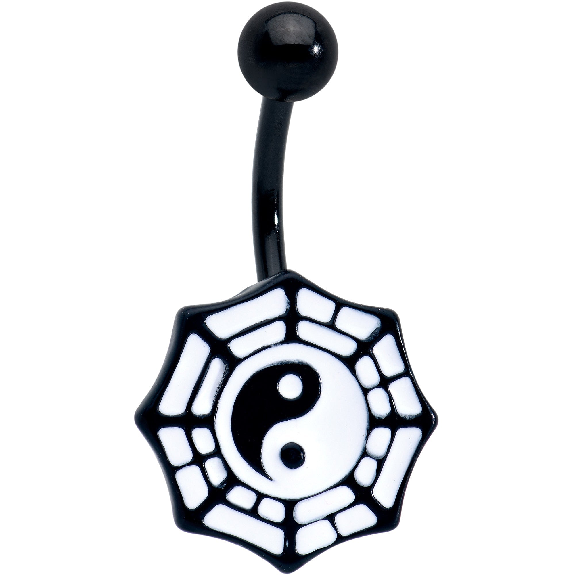BodyCandy Spider Web Black and White Yin Yang Belly Ring — main product shot