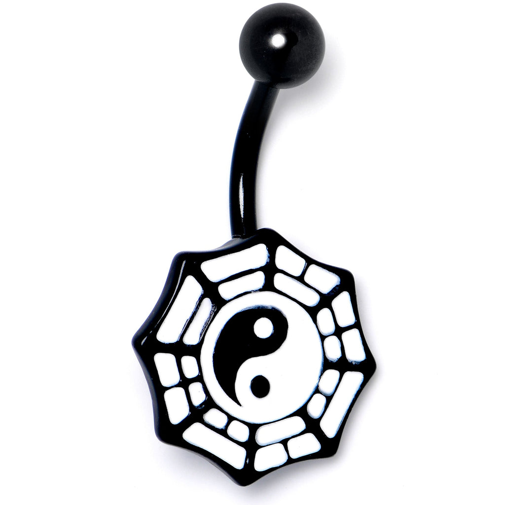 BodyCandy Spider Web Black and White Yin Yang Belly Ring — lifestyle context