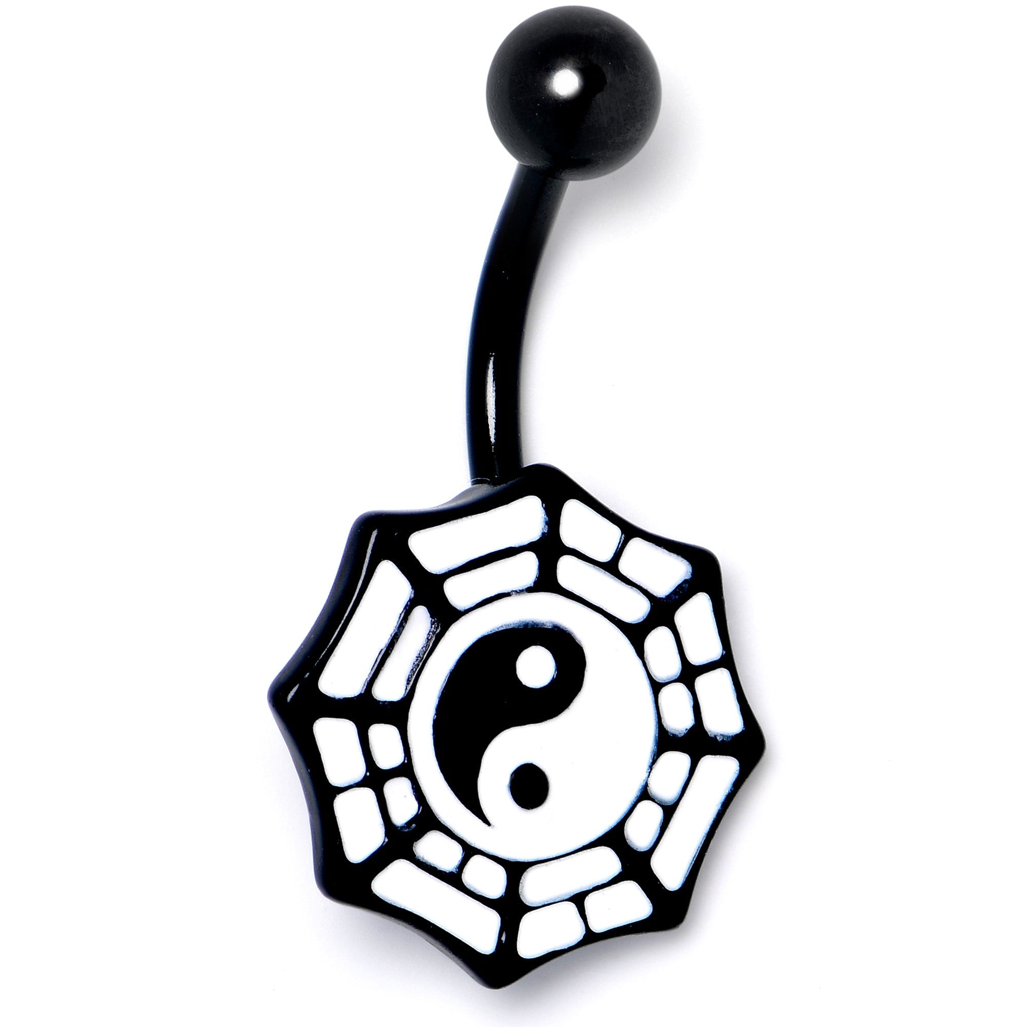 BodyCandy Spider Web Black and White Yin Yang Belly Ring — lifestyle context
