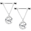 BodyCandy 14G 9/16 Clear Gem Lunar Dragonfly Chain Dangle Nipple Ring Set — main product shot