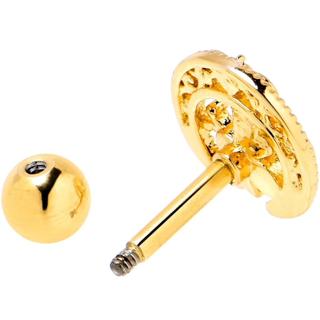 BodyCandy 16G 1/4 Clear Gem Gold Tone Lunar Dragonfly Cartilage Earring — side view