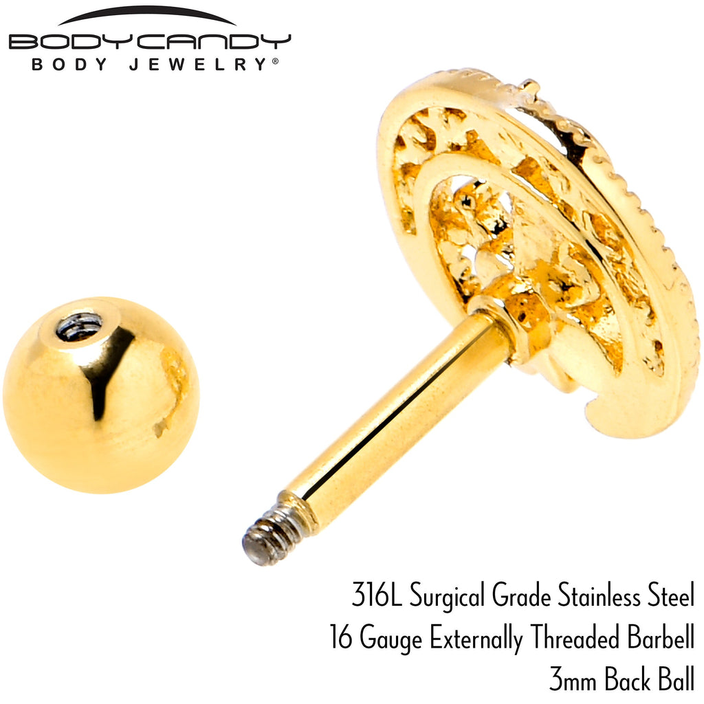 BodyCandy 16G 1/4 Clear Gem Gold Tone Lunar Dragonfly Cartilage Earring — alternative angle