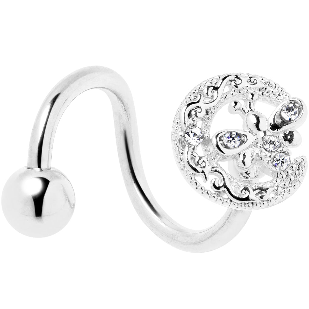 BodyCandy Clear Gem Lunar Dragonfly Spiral Twister Belly Ring — main product shot