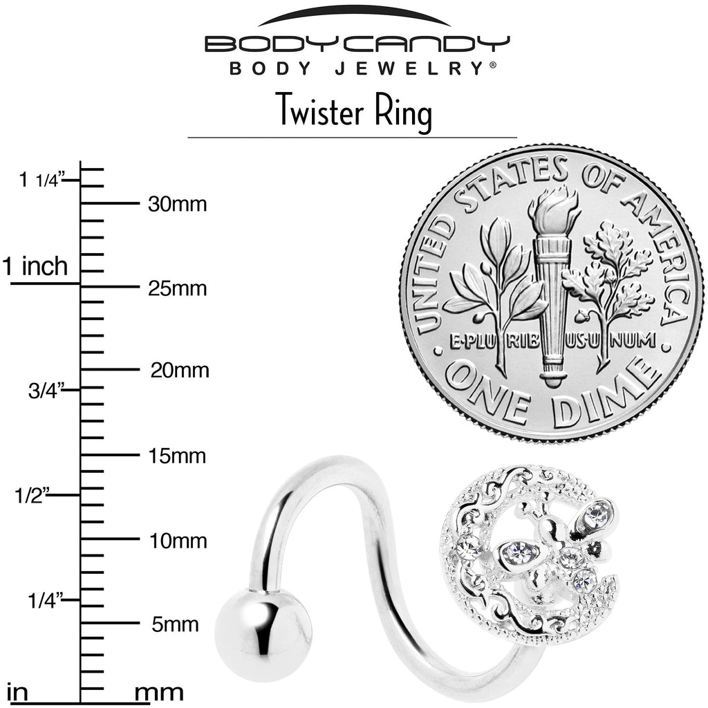 BodyCandy Clear Gem Lunar Dragonfly Spiral Twister Belly Ring — alternative angle