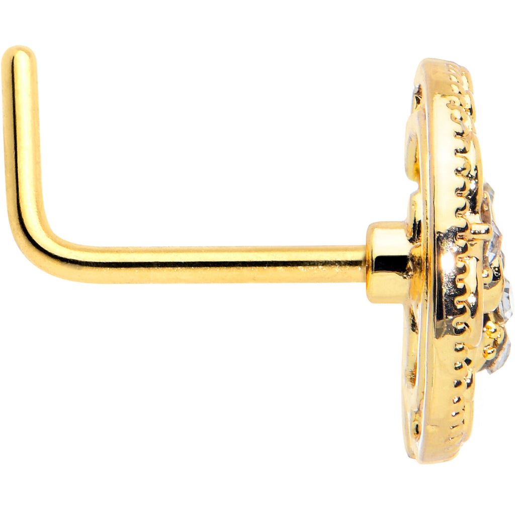 BodyCandy 20G 7mm Clear Gem Gold Tone Lunar Dragonfly L Shape Nose Ring — lifestyle context