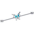 BodyCandy 14G Blue Gem Fancy Fab Butterfly Industrial Barbell 38mm — main product shot
