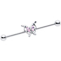 BodyCandy 14G Pink Gem Fancy Fab Butterfly Industrial Barbell 38mm — main product shot