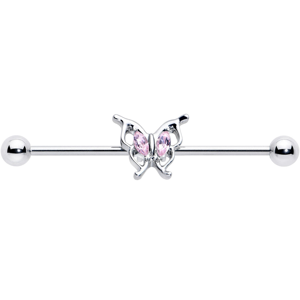 BodyCandy 14G Pink Gem Fancy Fab Butterfly Industrial Barbell 38mm — lifestyle context