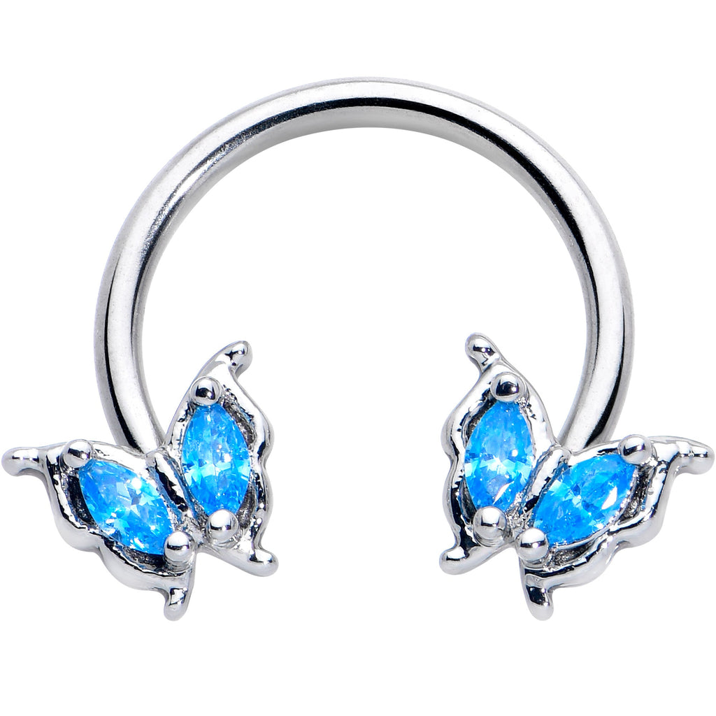 BodyCandy 16G 3/8 Blue Gem Fancy Fab Butterfly Horseshoe Circular Barbell — main product shot