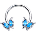 BodyCandy 16G 3/8 Blue Gem Fancy Fab Butterfly Horseshoe Circular Barbell — main product shot