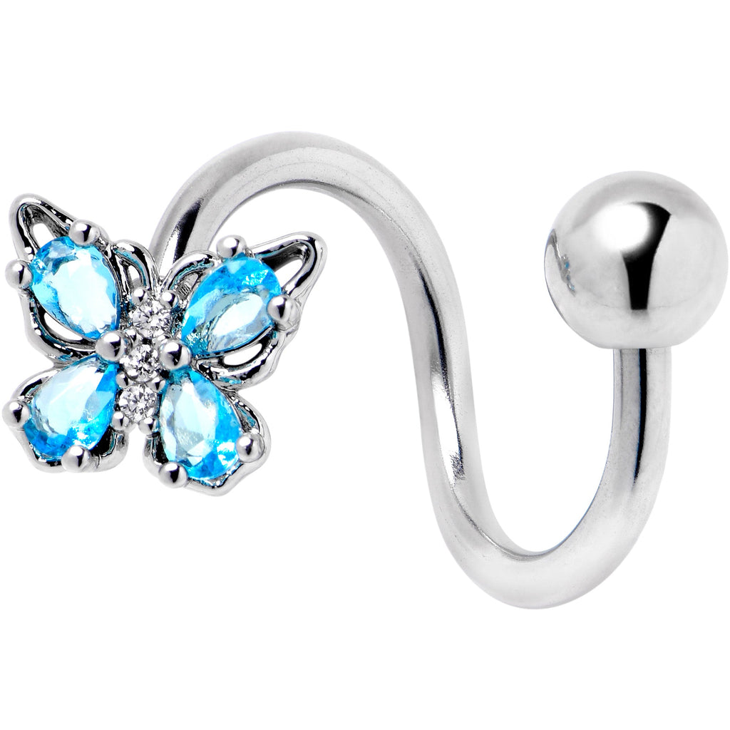BodyCandy Blue Gem Baroque Beauty Butterfly Spiral Twister Belly Ring — main product shot