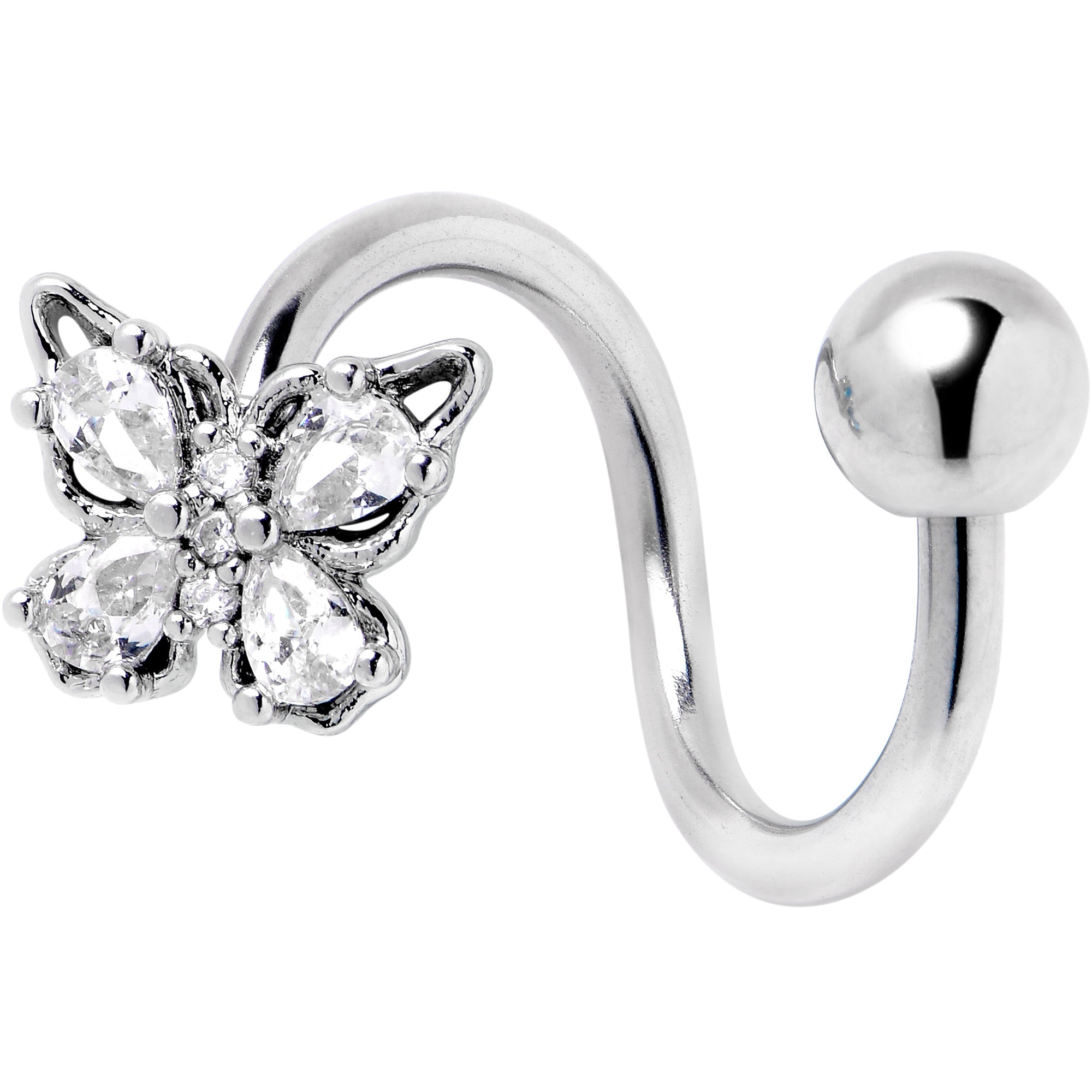 BodyCandy Clear Gem Baroque Beauty Butterfly Spiral Twister Belly Ring — main product shot