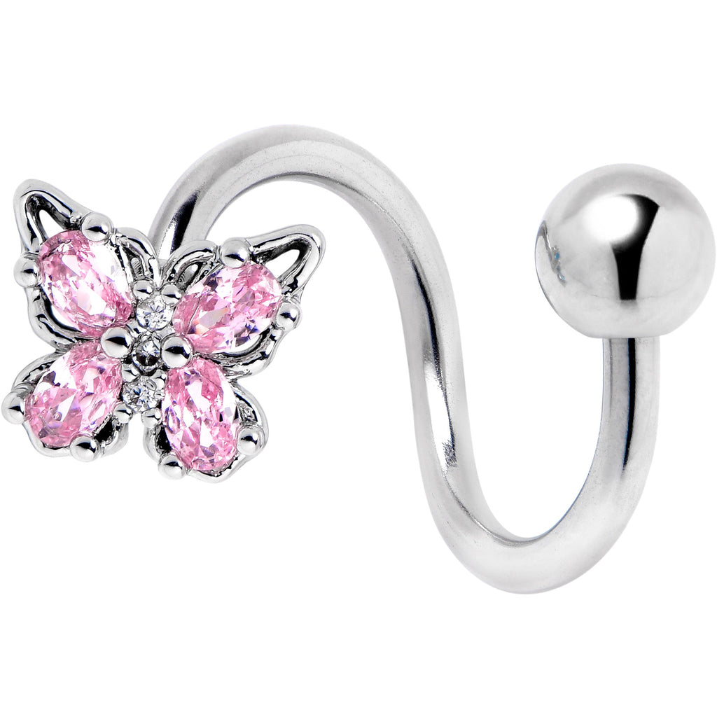BodyCandy Pink Gem Baroque Beauty Butterfly Spiral Twister Belly Ring — main product shot