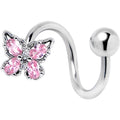 BodyCandy Pink Gem Baroque Beauty Butterfly Spiral Twister Belly Ring — main product shot