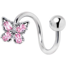 Pink Gem Baroque Beauty Butterfly Spiral Twister Belly Ring