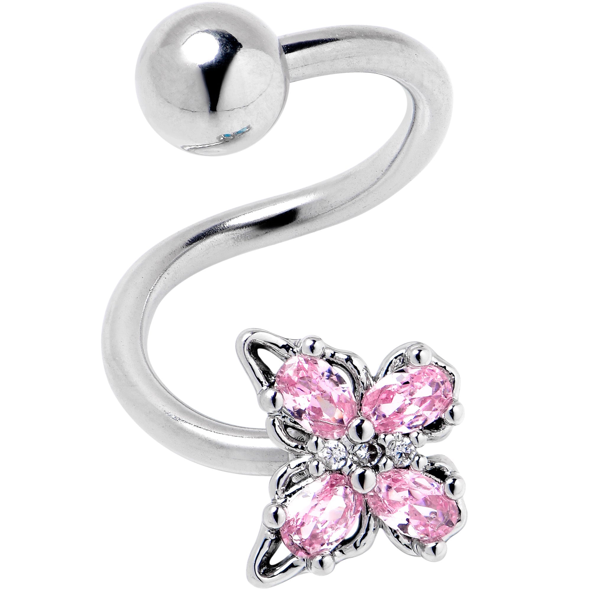 BodyCandy Pink Gem Baroque Beauty Butterfly Spiral Twister Belly Ring — lifestyle context