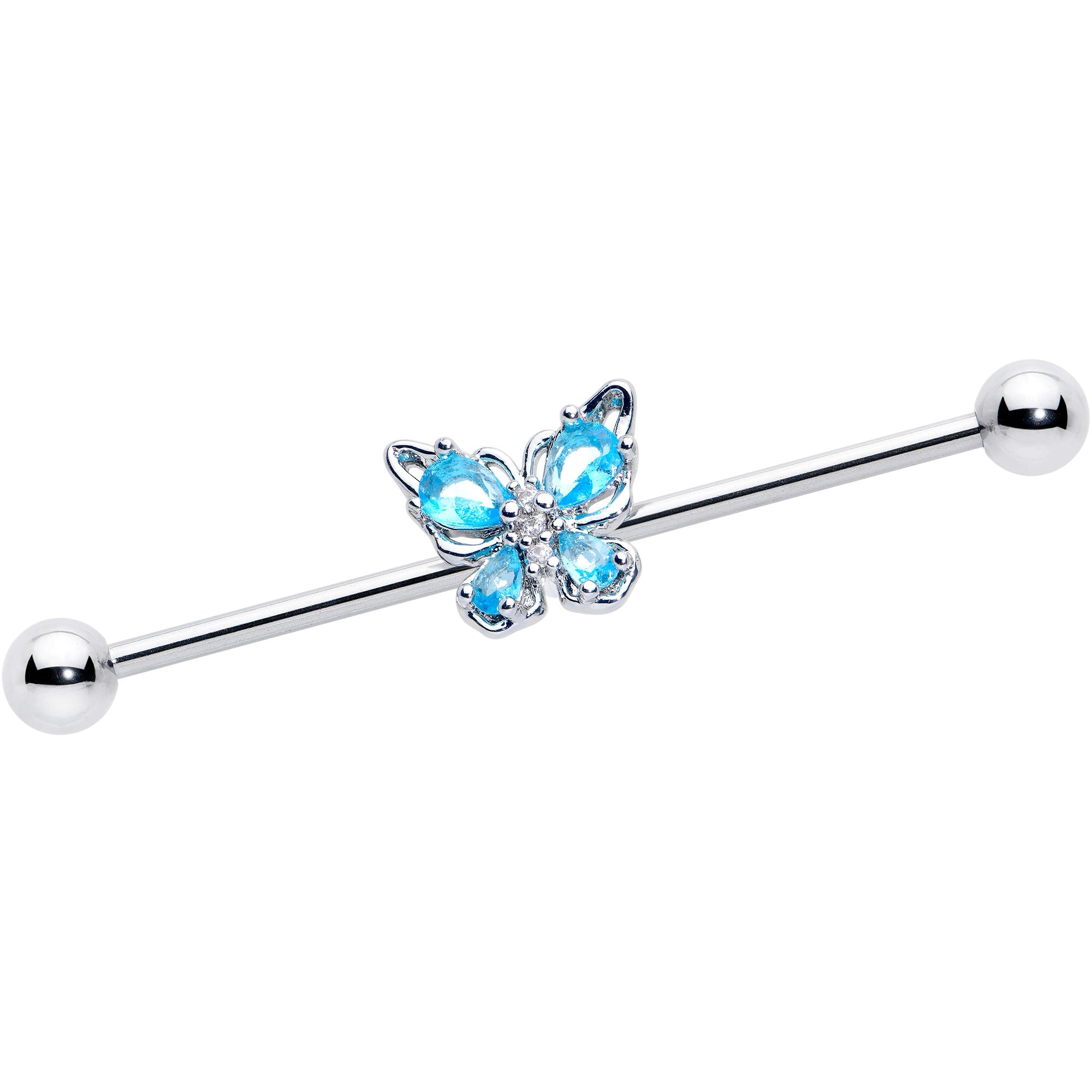 BodyCandy 14G Blue Gem Baroque Beauty Butterfly Industrial Barbell 38mm — main product shot