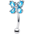 BodyCandy 16G 5/16 Blue Gem Baroque Beauty Butterfly Curved Eyebrow Ring — main product shot
