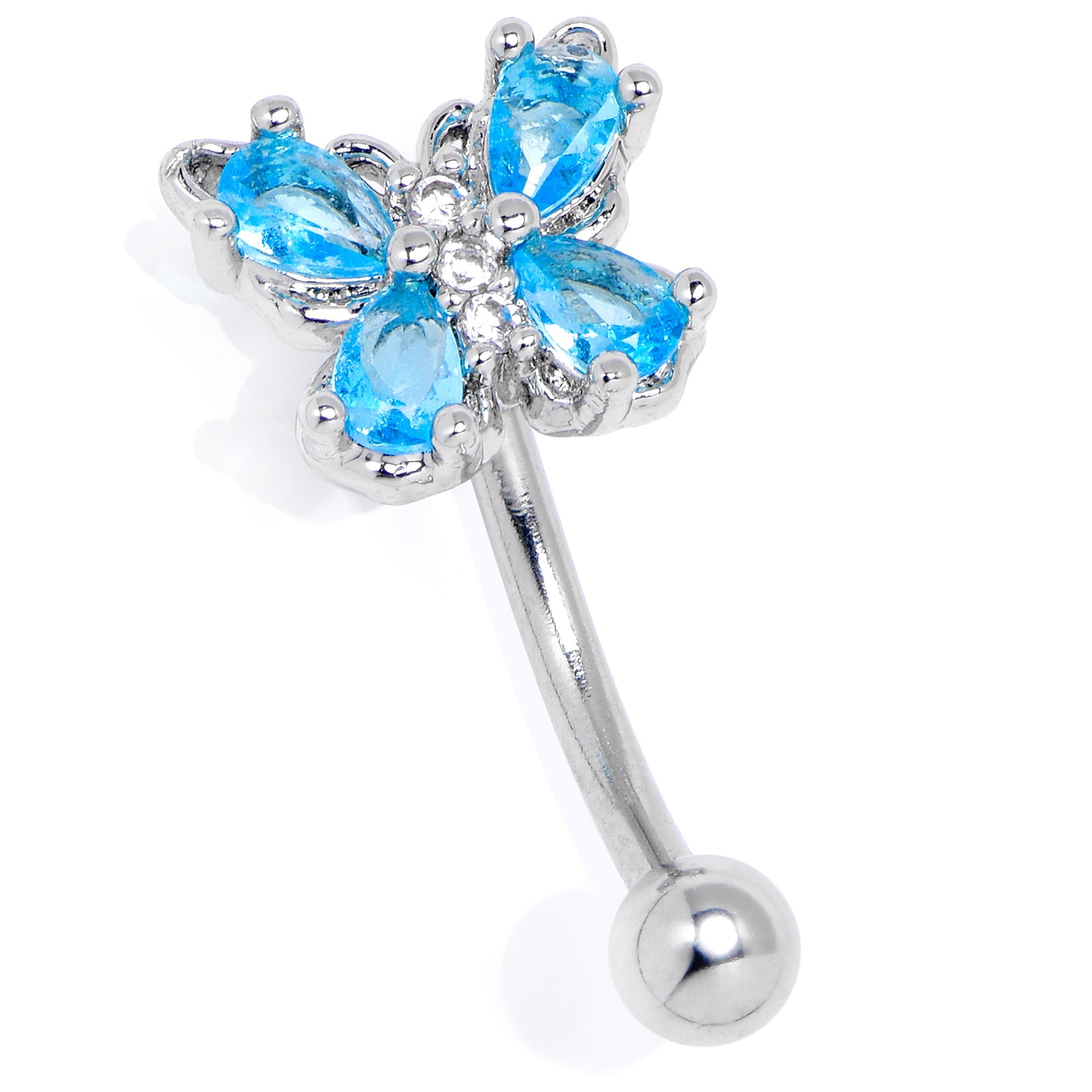 BodyCandy 16G 5/16 Blue Gem Baroque Beauty Butterfly Curved Eyebrow Ring — lifestyle context