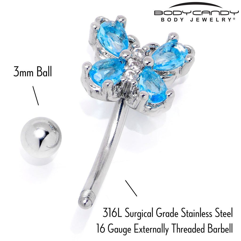 BodyCandy 16G 5/16 Blue Gem Baroque Beauty Butterfly Curved Eyebrow Ring — back view