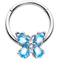 BodyCandy 16G 3/8 Blue Gem Baroque Beauty Butterfly Hinged Segment Ring — main product shot