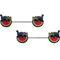 BodyCandy 14G 9/16 Watermelon Cat Love Barbell Nipple Ring Set — main product shot