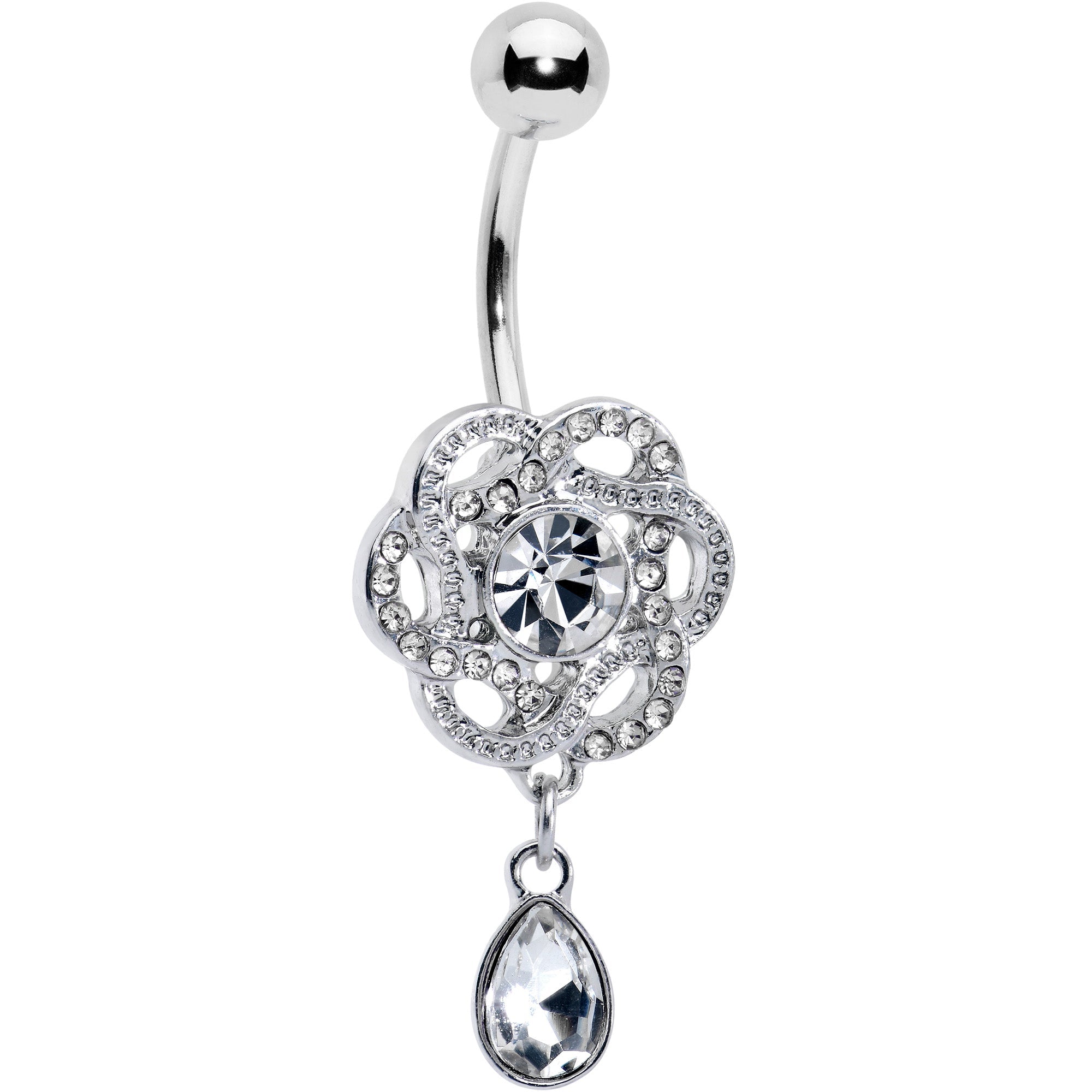 BodyCandy Clear Gem Celtic Knot Elegance Dangle Belly Ring — main product shot