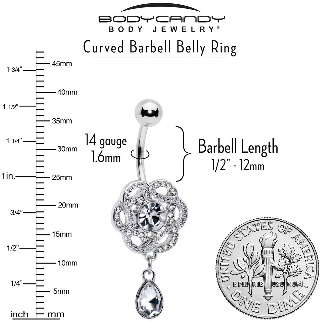 BodyCandy Clear Gem Celtic Knot Elegance Dangle Belly Ring — back view