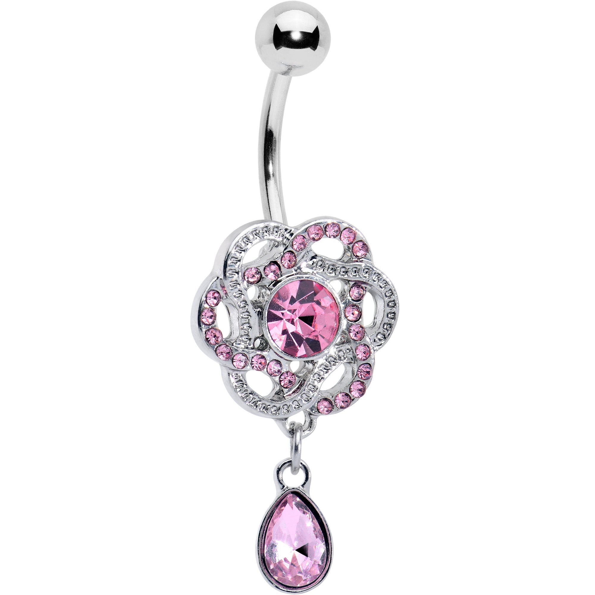 BodyCandy Pink Gem Celtic Knot Elegance Dangle Belly Ring — main product shot