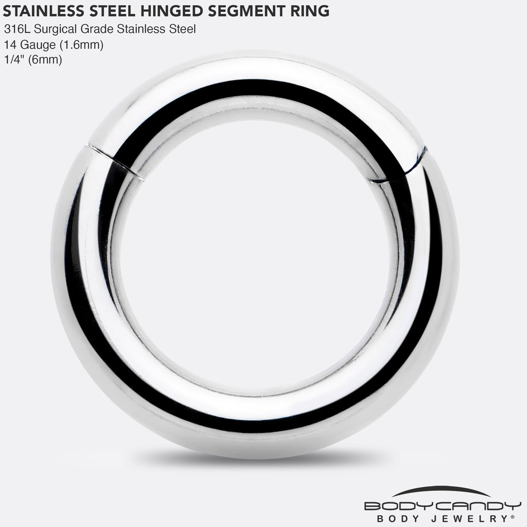 BodyCandy 14G 1/4 316L Surgical Steel Precision Hinged Segment Hoop — side view