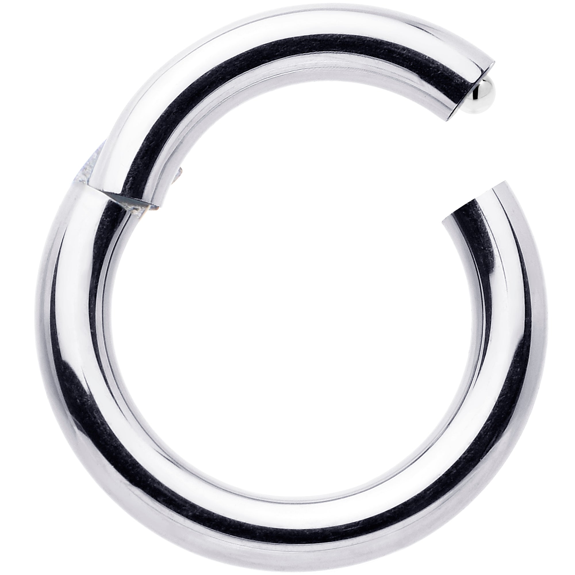 BodyCandy 14G 7mm 316L Surgical Steel Precision Hinged Segment Hoop — detail close-up