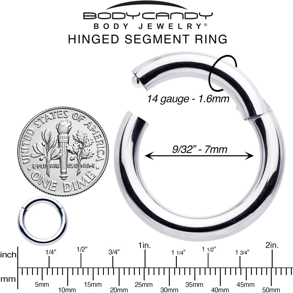 BodyCandy 14G 7mm 316L Surgical Steel Precision Hinged Segment Hoop — alternative angle
