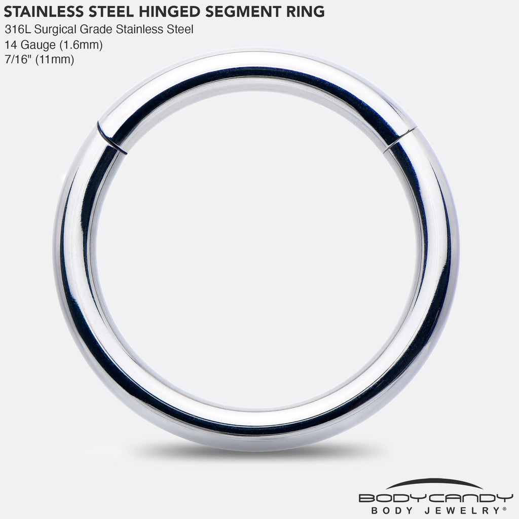 BodyCandy 14G 7/16 316L Surgical Steel Precision Hinged Segment Hoop — side view