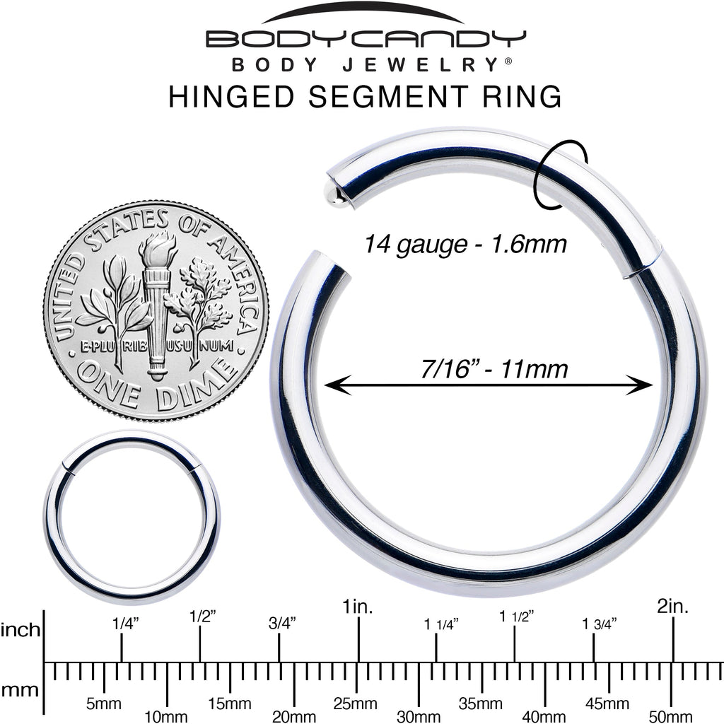 BodyCandy 14G 7/16 316L Surgical Steel Precision Hinged Segment Hoop — alternative angle