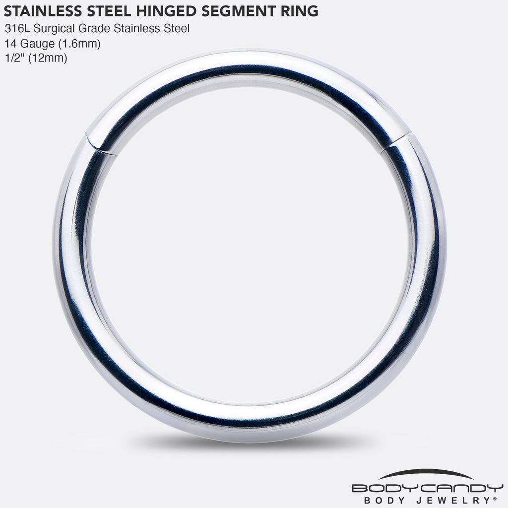 BodyCandy 14G 1/2 316L Surgical Steel Precision Hinged Segment Hoop — side view